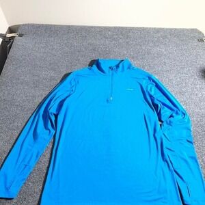 Hind Mens Large Blue 1/4 Zip Long Sleeve Running Pullover Thumbholes TrainingTop
